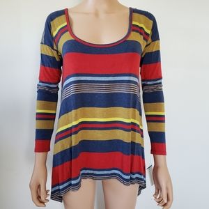 Plenty Tracy Reese Stripe sweater top Size S Rainbow 90s y2k hi lo
